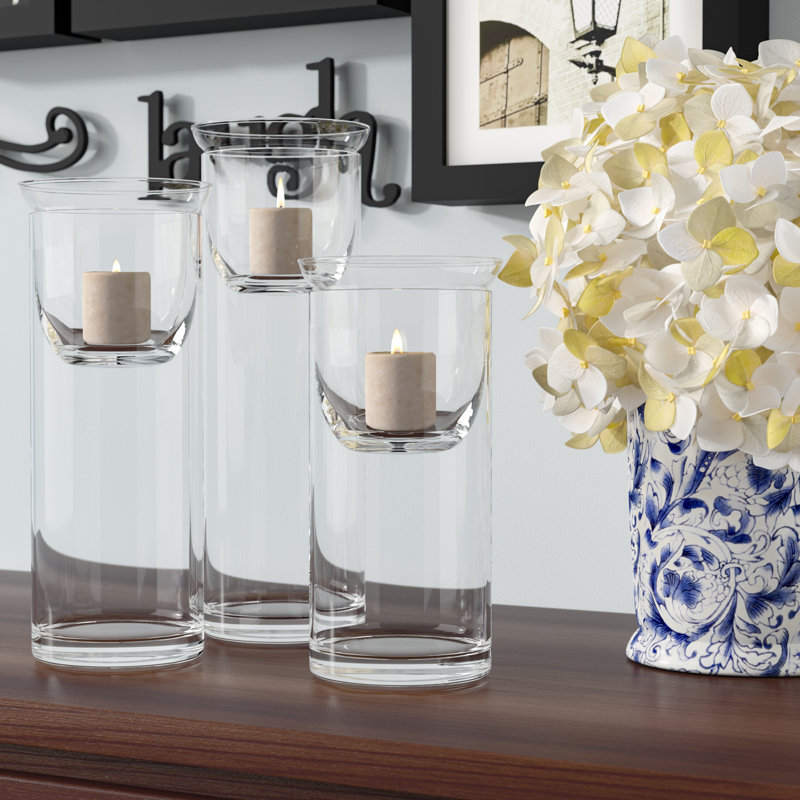 Red Barrel Studio Cylinder Glass Hurricane with Votive Candle Holder